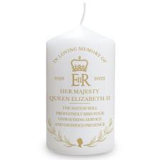 Personalised Queens Commemorative Wreath Pillar Candle